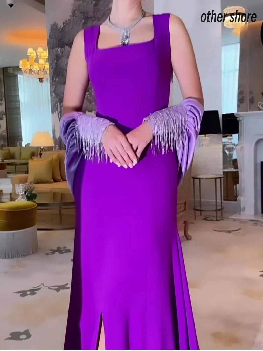 Other Shore Elegant Vintage Sexy Sweet Purple Crystal Beading Mermaid Customize Formal Occasion Prom Dress Evening Party Gowns