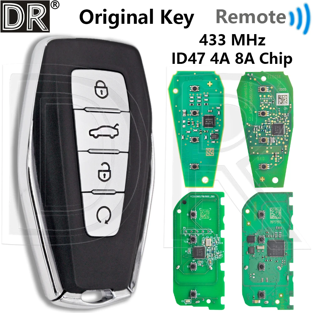 

Отличный чип ID47 4A 8A 433-434 МГц, оригинальный автомобильный дистанционный ключ для Geely Monjaro Emgrand X7 Okavango Azkarra Atlas Coolray Geometry