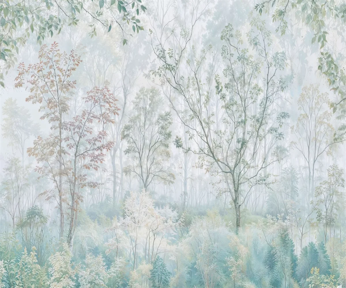 Custom Size Wallpaper Mist Trees Plants and Foliage Covered Hills Mural Home Decor Landscape Hanging Paintings 3D Wallpaper
