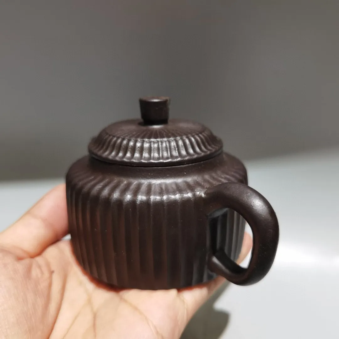 Yixing Purple Clay Pot Dezhong Pot Ribbed pattern teapot Teapot Kettle Amass wealth Ornaments