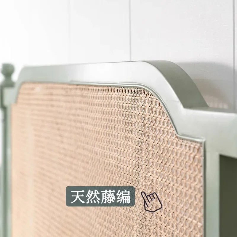 Lit nordique en rotin et bois massif, vent crème, chambre à coucher domestique, lit double de 1.8 mètres, ins wabi, vent de sable