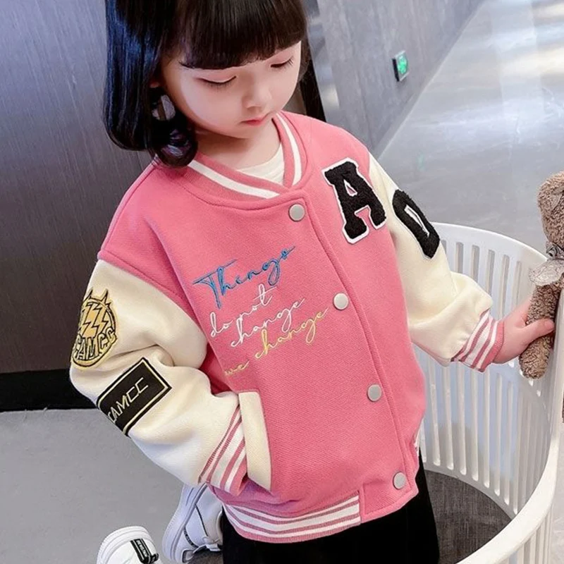 

2023 Spring Autumn Kawaii Fashion Girls Coat Harajuku All Match Baby Tops Sweet Casual Kids Jacket Children's Cardigan Outerwear