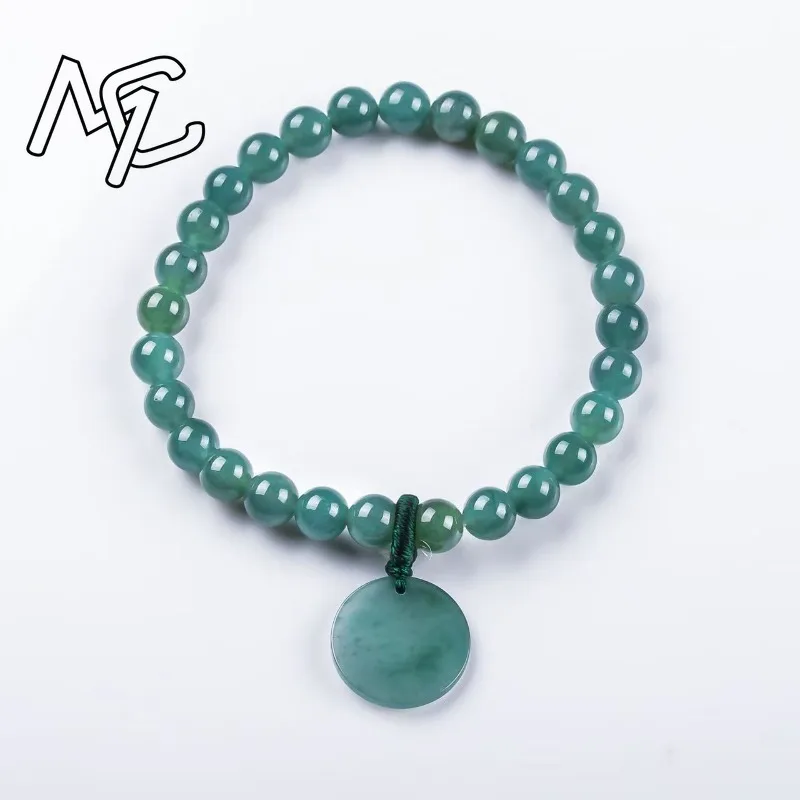 Natural Jadeite Blue Water Nothing Plaque Beads Hand Knitting Bracelet Luxury Jewelry Fashion Jewelry Charms Gift Certificate view 5