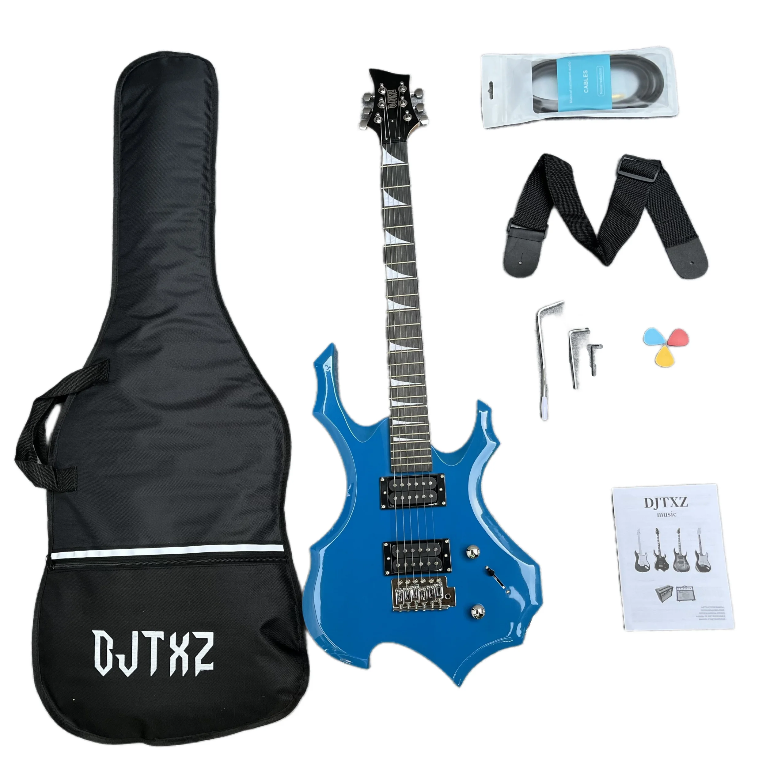 جيتار كهربائي أزرق مشهور للمبتدئين يأتي مع حقيبة ظهر للجيتار
