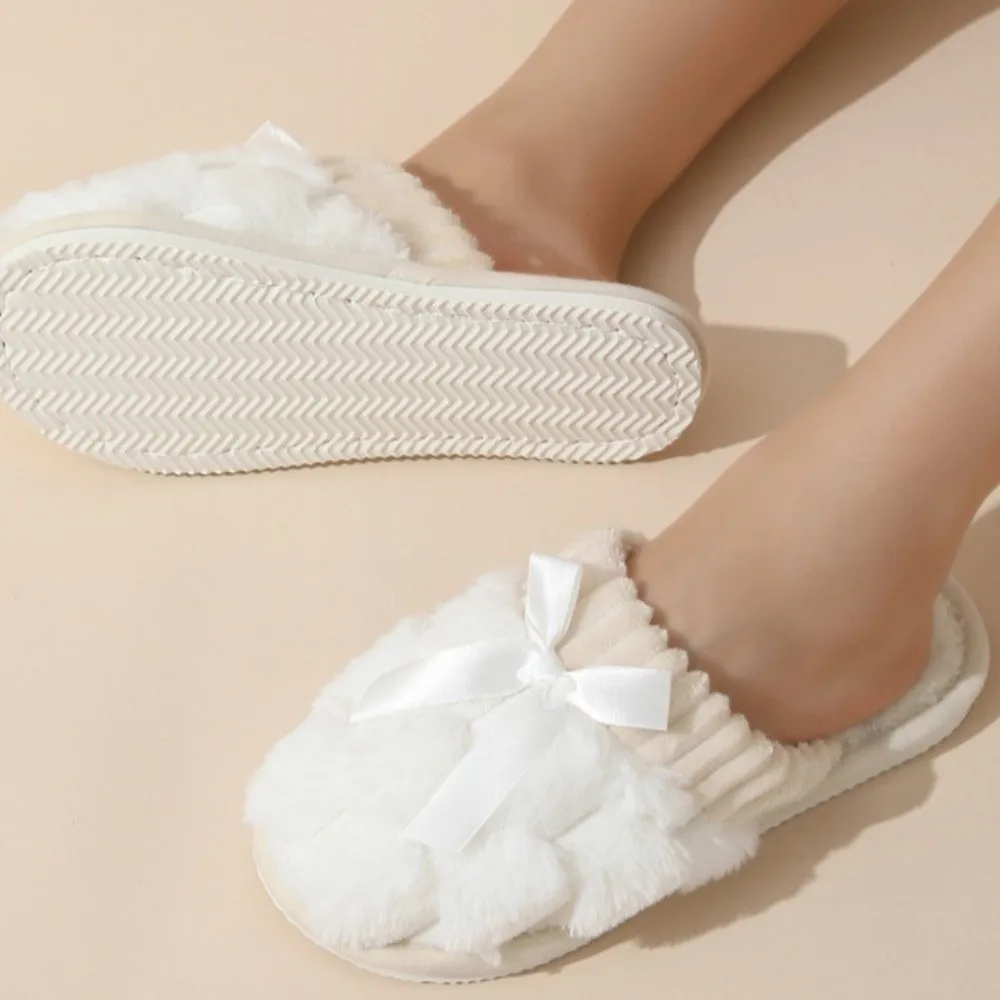 الراحة أفخم الدافئة نِعال من الفراء المضادة للانزلاق كعب مسطح الشتاء نعال تدفئة غرفة نوم طالب رقيق القوس النعال زوجين #3