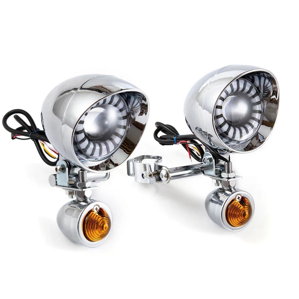 Led Driving Light Spotlights Fog Light Passing Turn Signal For Harley/Honda/Suzuki/Kawasaki/Yamaha Cruisers Softail Road Star