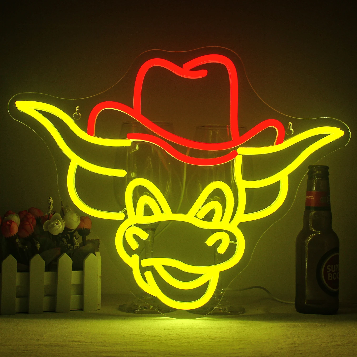 Calf Dimming LED Neon Sign Aesthetic Art Natural Light for Wall Decor Men's Cave Bar Beer Gift Bedroom Office Home Party