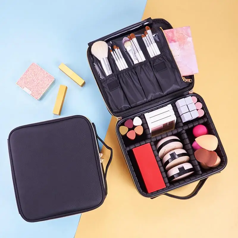 Travel Cosmetic Bag Washable Oxford Cloth Portable Travel Makeup Bag Innovative Storage Pouch With Adjustable Partitions