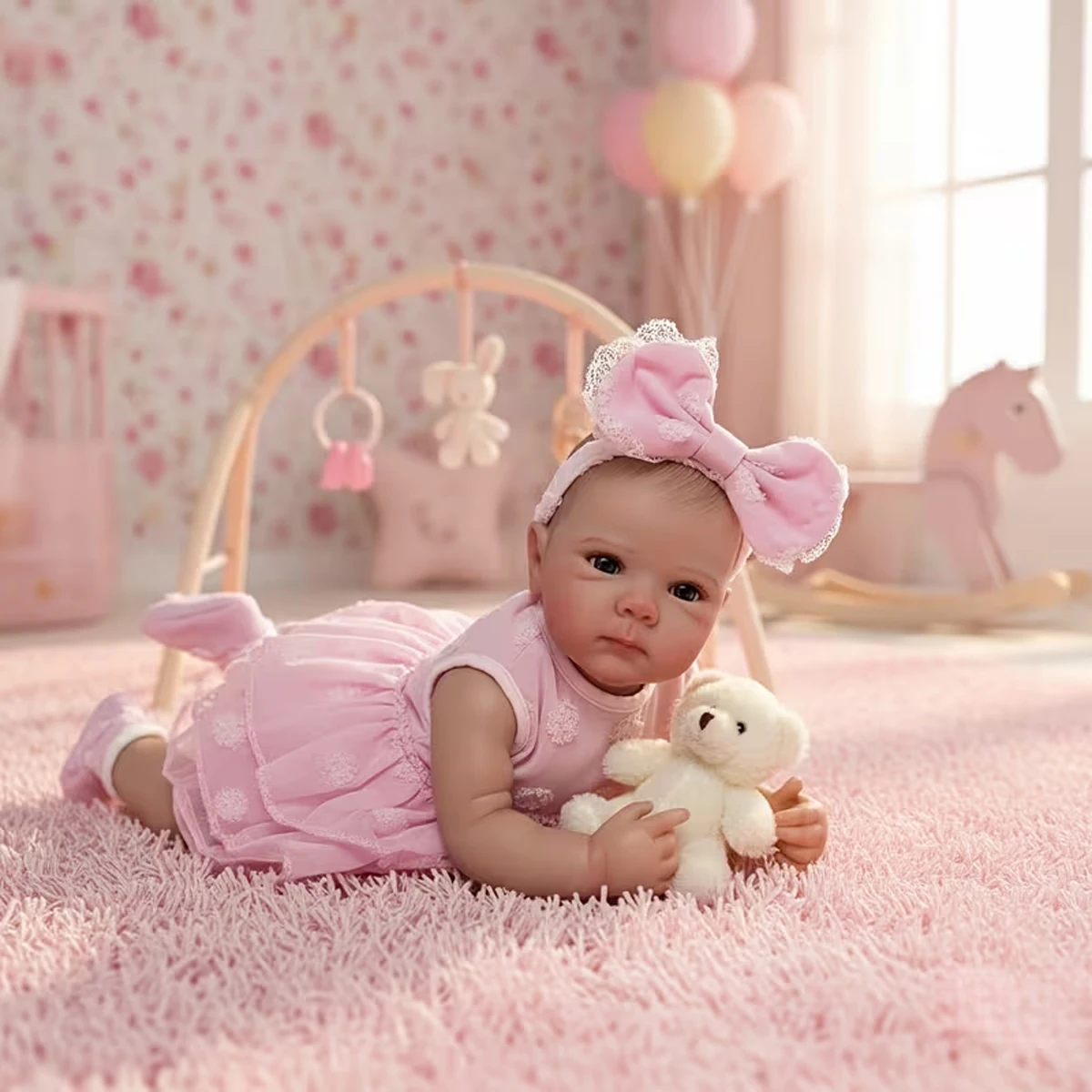 

JOYORA виниловая кукла возрождения всего тела для девочек, видимая кукла возрождения кровеносных сосудов, розовое платье, бабочка, рождественский подарок, семейный праздник