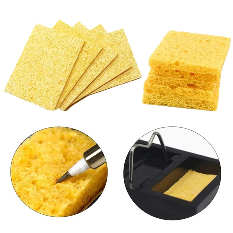 Amarelo Limpador De Esponja De Limpeza Para Soldagem Elétrica Durável, Ferro De Solda, 3.5cm x 5cm, 5 Pcs, 10Pcs