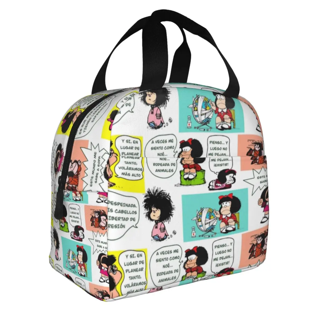 Manga Quino Mafalda Thermal Insulated Lunch Bags Women Kawaii Cartoon Resuable Lunch Container for Travel Multifunction Food Box