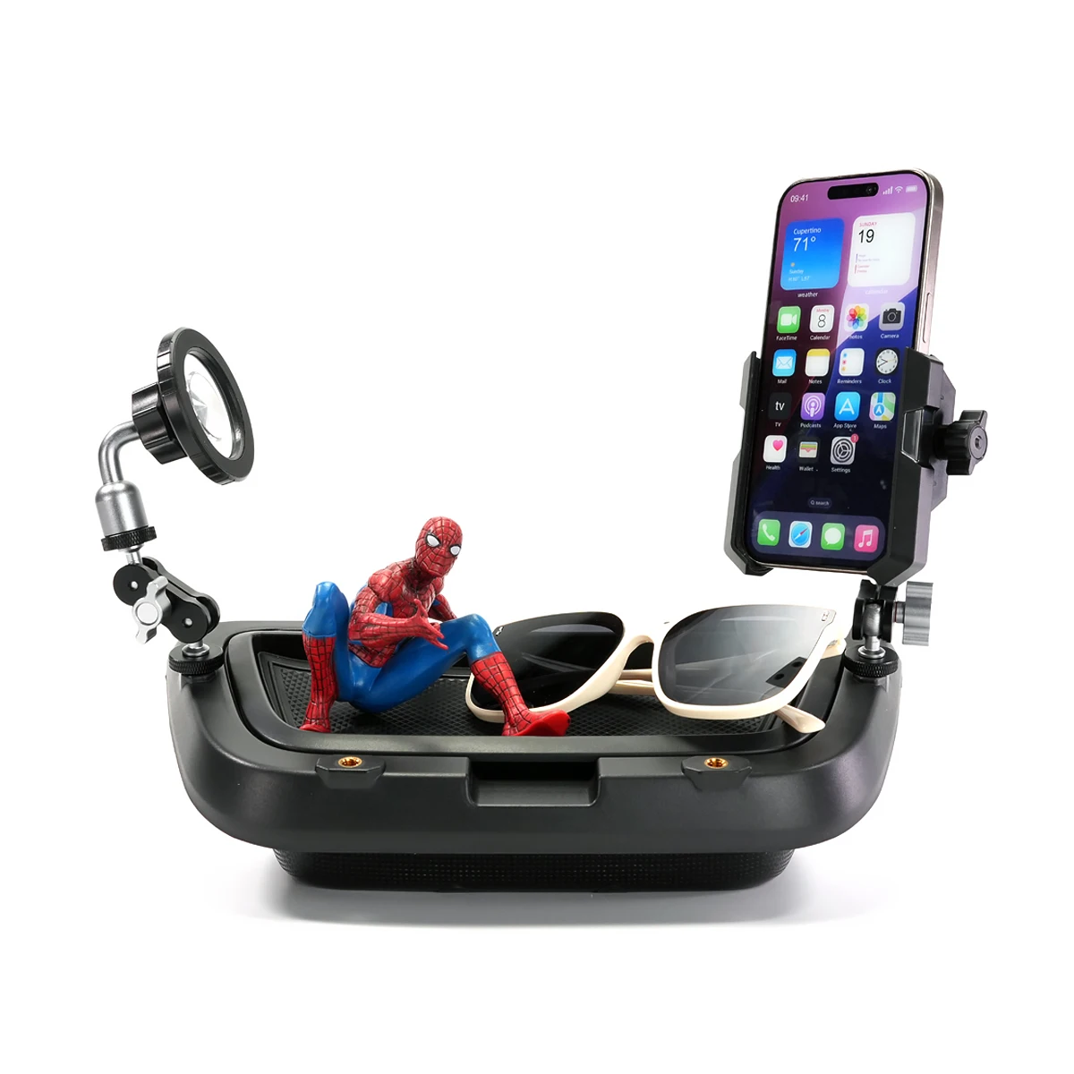 For Jeep Wrangler JK 2011-2014 2015 2016 2017 Double Phone Holder Car Double-layer Storage Box 360-degree Adjustable Phone Mount