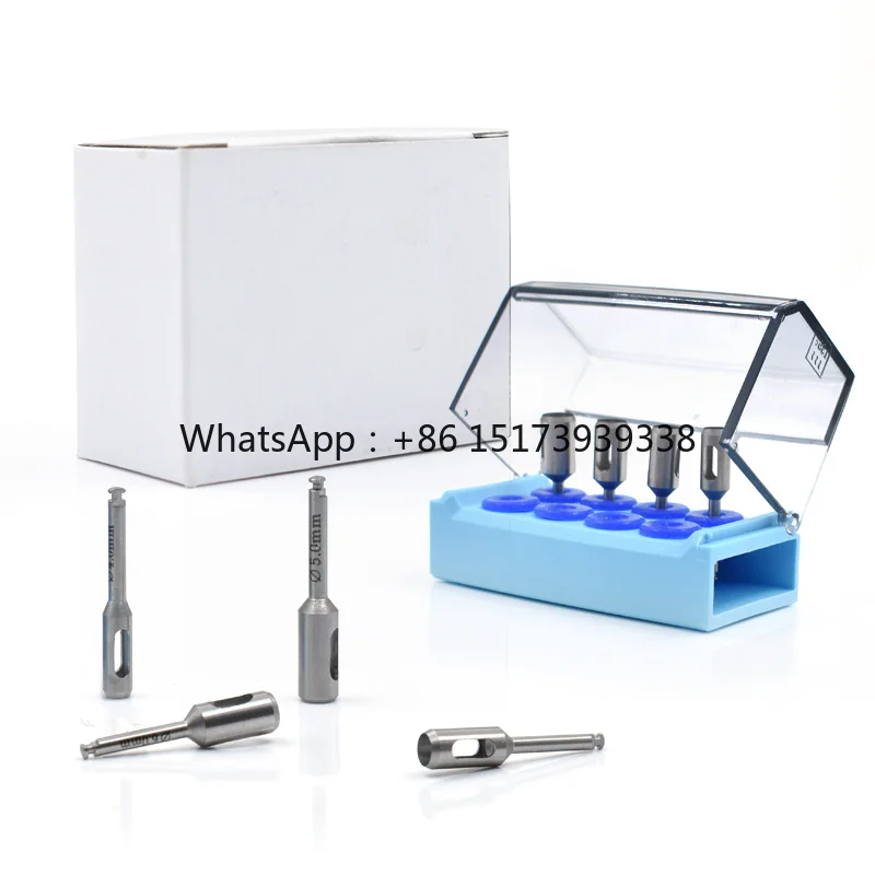 Dental Drill Kit Tissue Punch Kit Stainless Steel Planting Tools Surgical Burs for Low Speed Handpiece