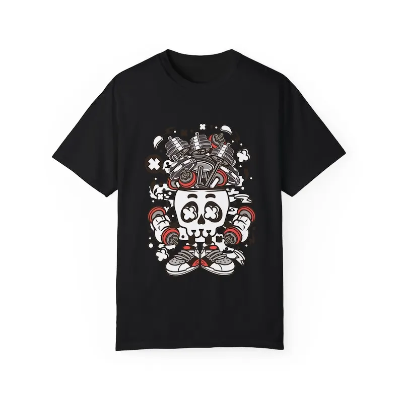 Barbell Skull Head, Cartoon t-shirt designs