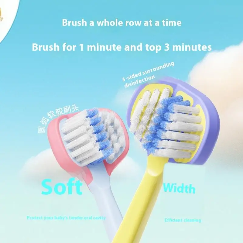 Cleaning Toothbrush For Children Three-sided Soft Bristle Toothbrush For Infants And Toddlers Aged 3-12