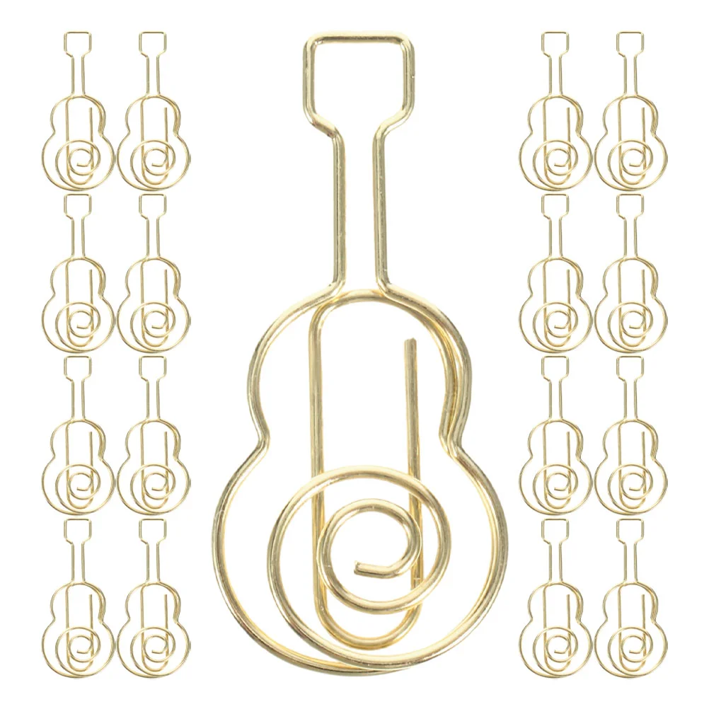 30 Pcs Paper Clips Guitar Small Musical Note Mini Gold Stationery Golden Bookmark