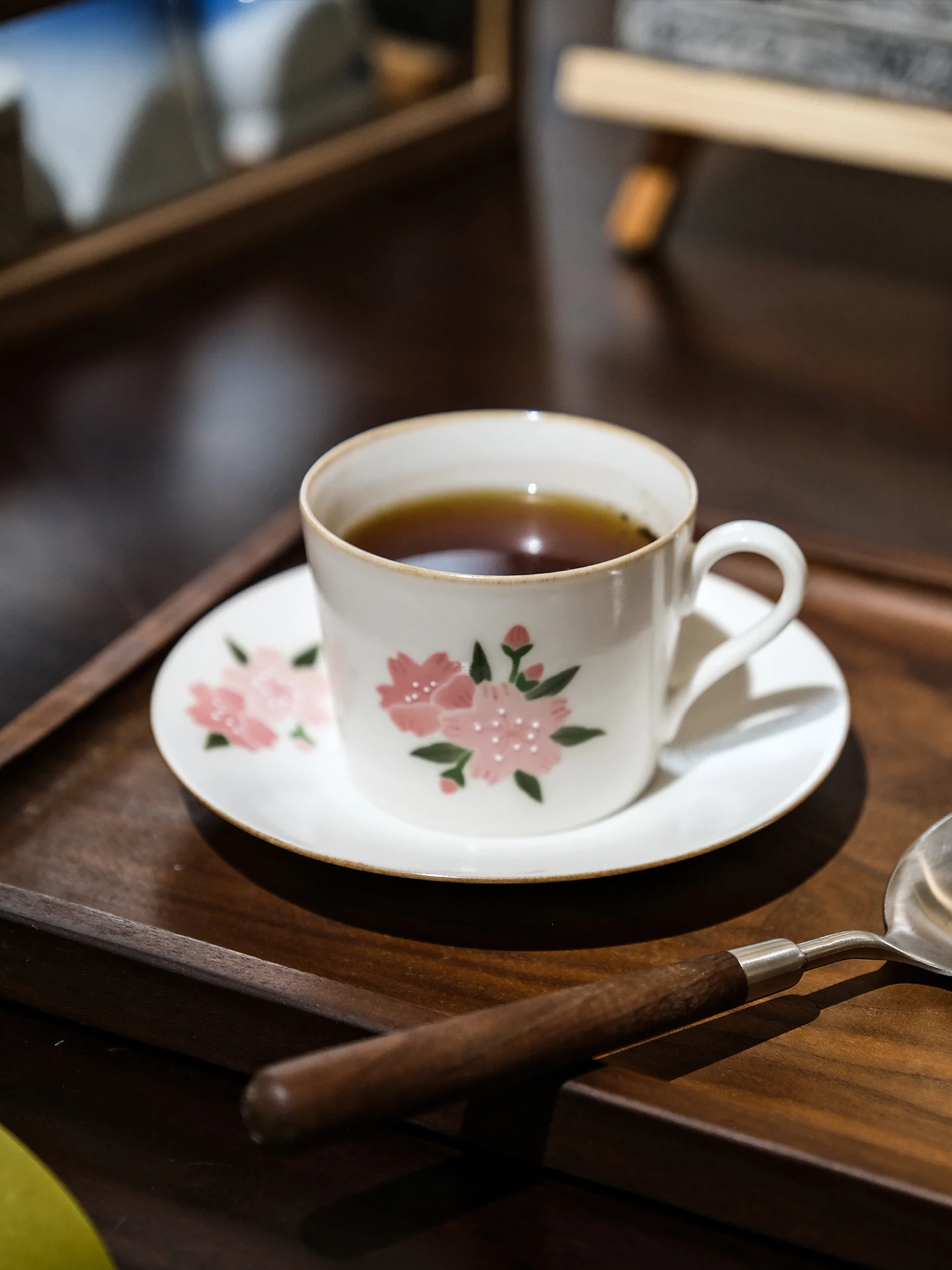 wilderness-gather-handmade-cherry-blossom-small-capacity-coffee-cup-and-plate-set-190cc-latte-cup-owner-cup-small-tea-cup