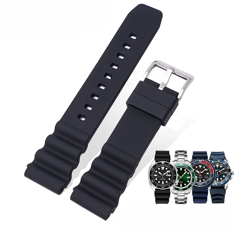 For Citizen Seiko SKX007 Silicone Watchband For Rolex SUBMARINER Watch Strap Sports Waterproof Diving Bracelet Rubber Watch Belt