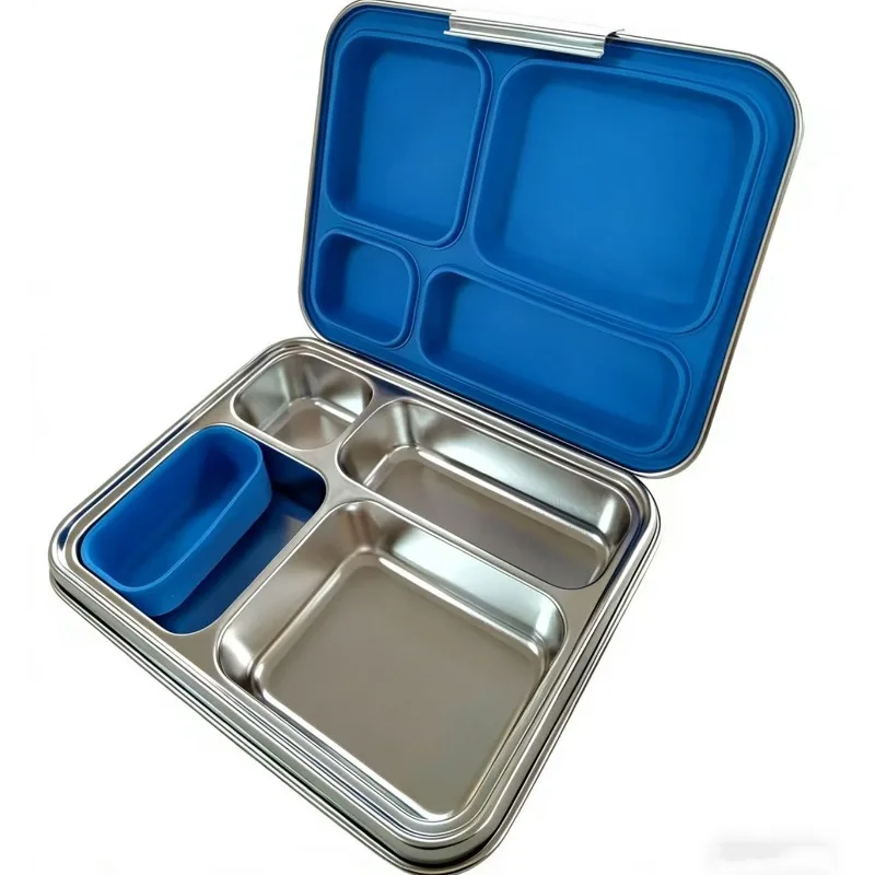 New design environmentally friendly reusable bento box stainless steel children's lunch box 5-grid bento box