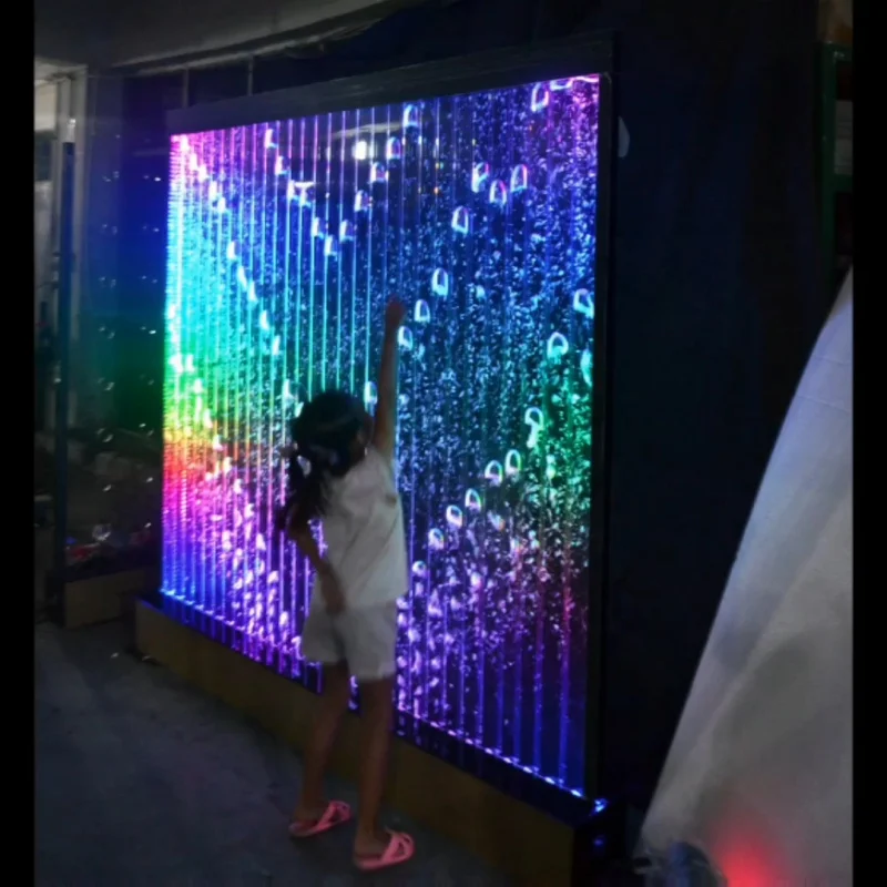 (Op Maat) Led Acryl Waterval Staande Wanddecoratie Divider Programma Bubble Dansende Watermuur