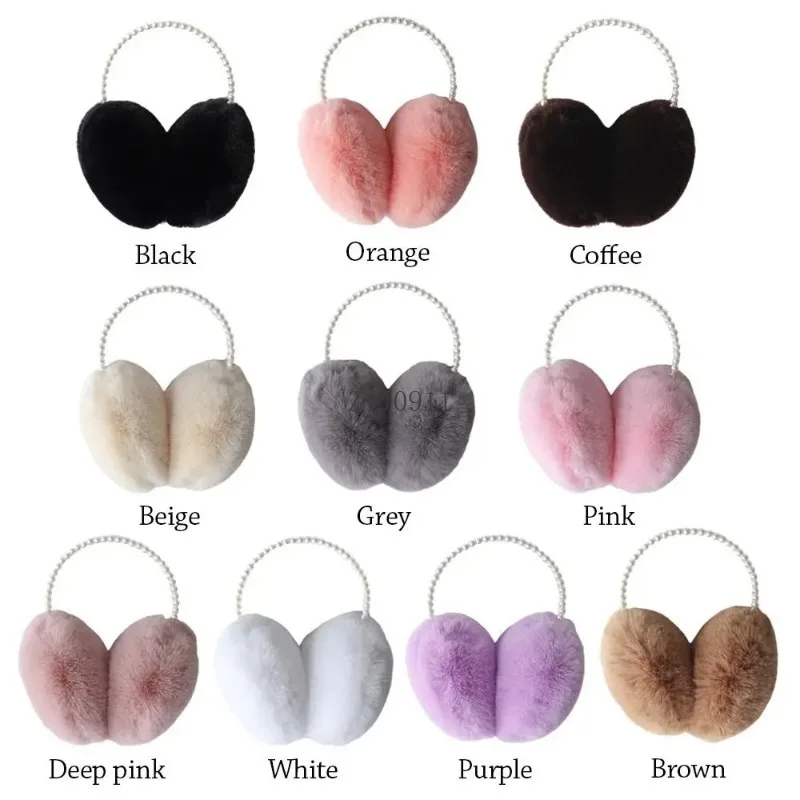 男性と女性のための柔らかくふわふわのイヤーフラップ,暖かいイヤーマフ,エレガントな真珠のイヤーマフ,保護,快適,冬