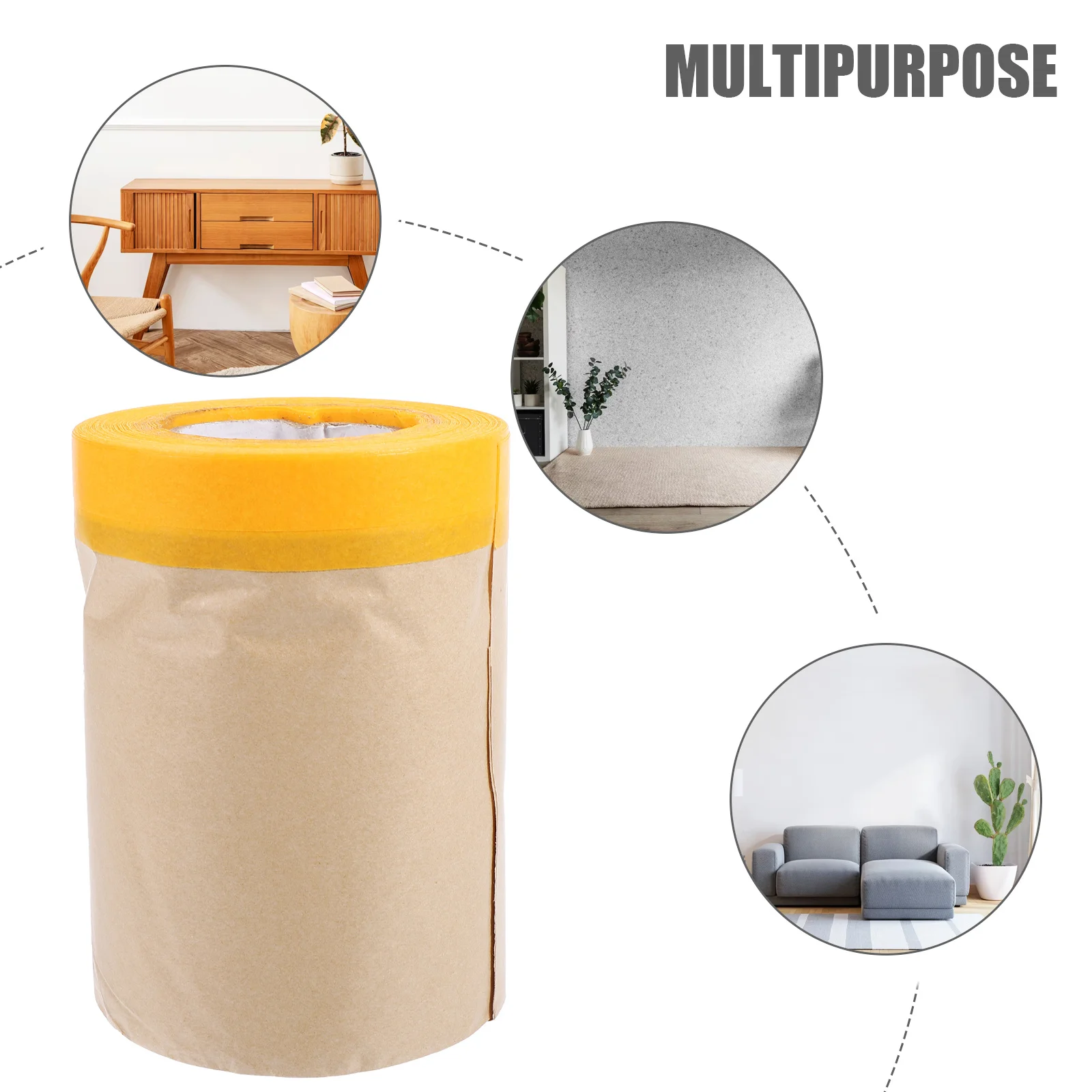 

2 Rolls Adhesive Masking Paper Kraft Covering Paper for Furniture Floor Protection Painting Auto Supplies Baking Parchment Roll