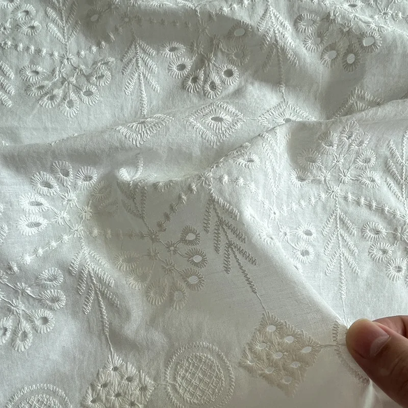 

Cotton Lace Embroidered Fabric Hollow Out Lace Dress Skirt Blouse DIY Handmade Sewing Crafting Cloth