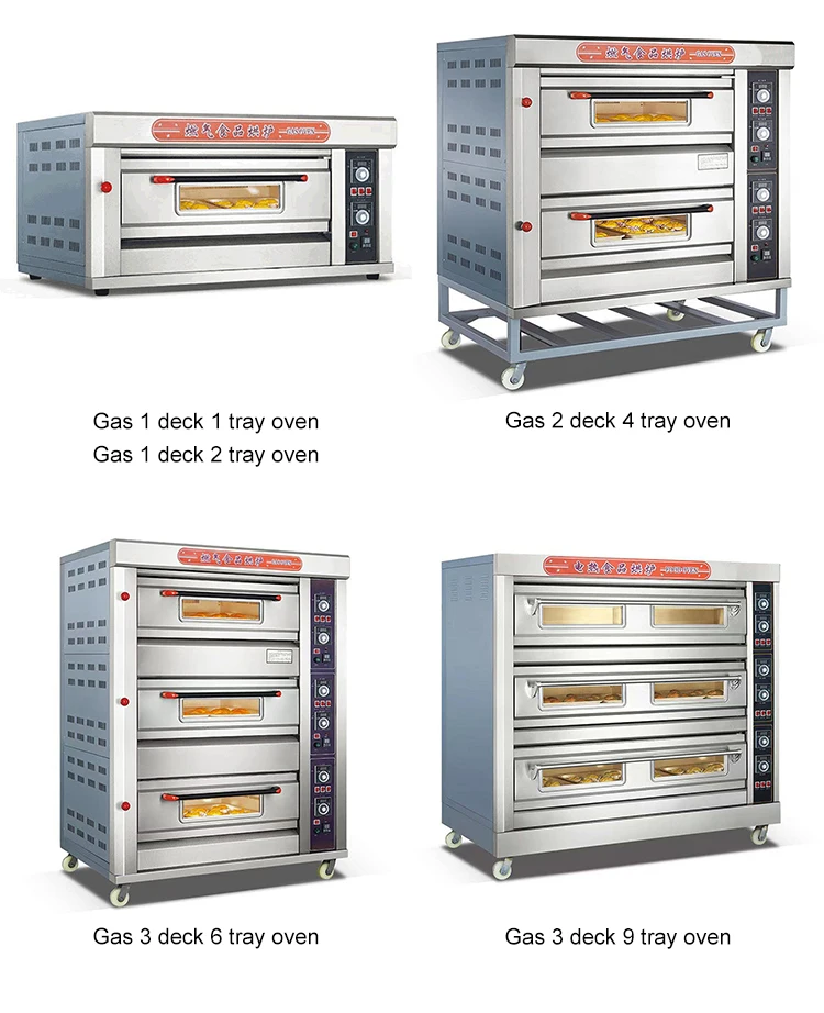 

-Industrial 3 Deck 9 Tray Big Gas Baking Oven Bakery Commercial Machine Equipment Pizza Oven Gas Deck Oven