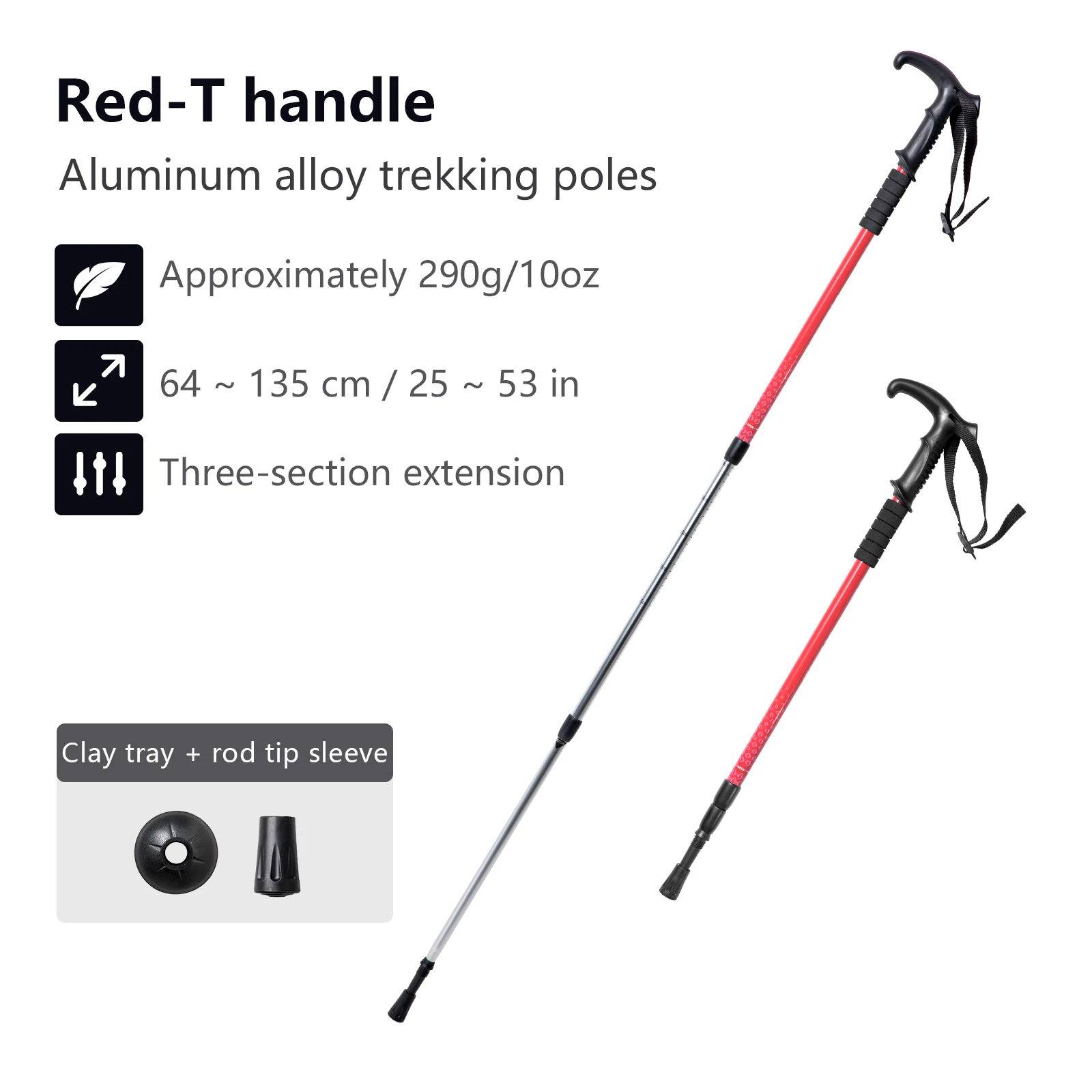 BISINNA 1PC Wandelstok T-handvat Aluminiumlegering 3-delige verstelbare wandelstok voor buitenwandelingen