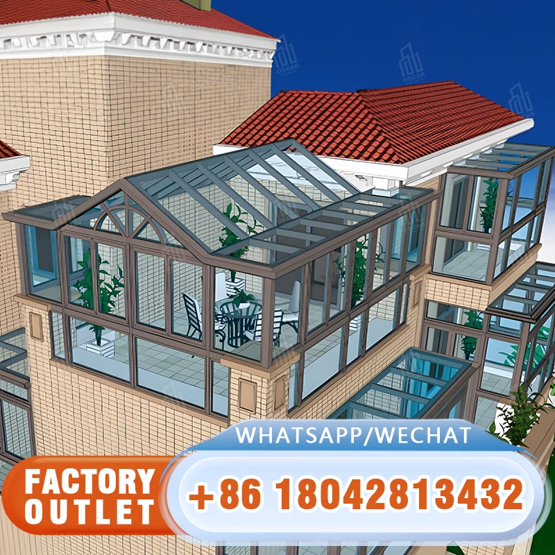 FERS Customized Modern Design Outdoor Sunroom Polygonal Roof Cottage Conservatory Room