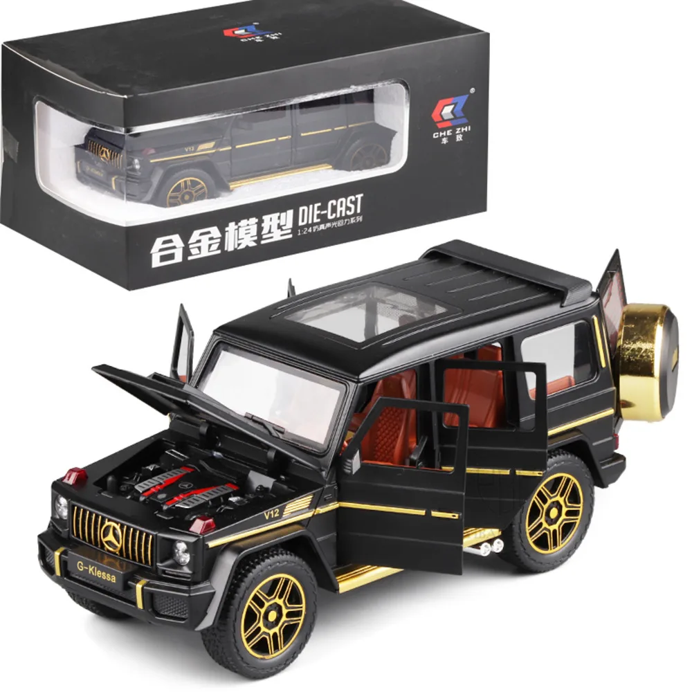 

1/24 Benz G63 Diecast Alloy Cars Models Toys G-Class Miniature Off-road Vehicles 6 Doors Opened SUV With Light Sound Boys Gifts