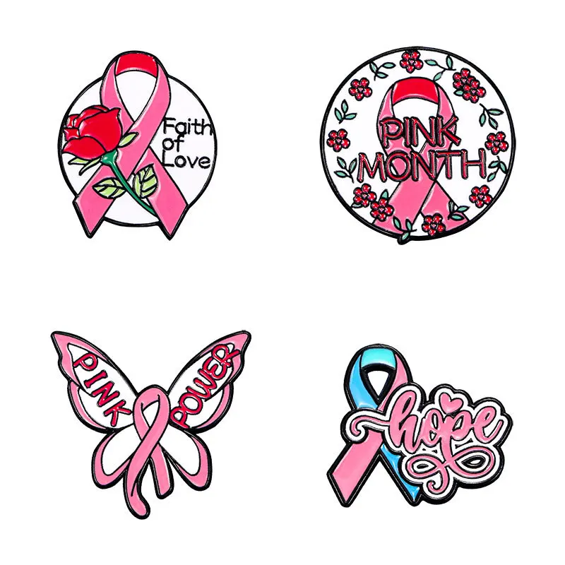 1pc AIDS Day Brooch Fashion Personality Pink Ribbon Care AIDS promotional Alloy Badge ornament brooch