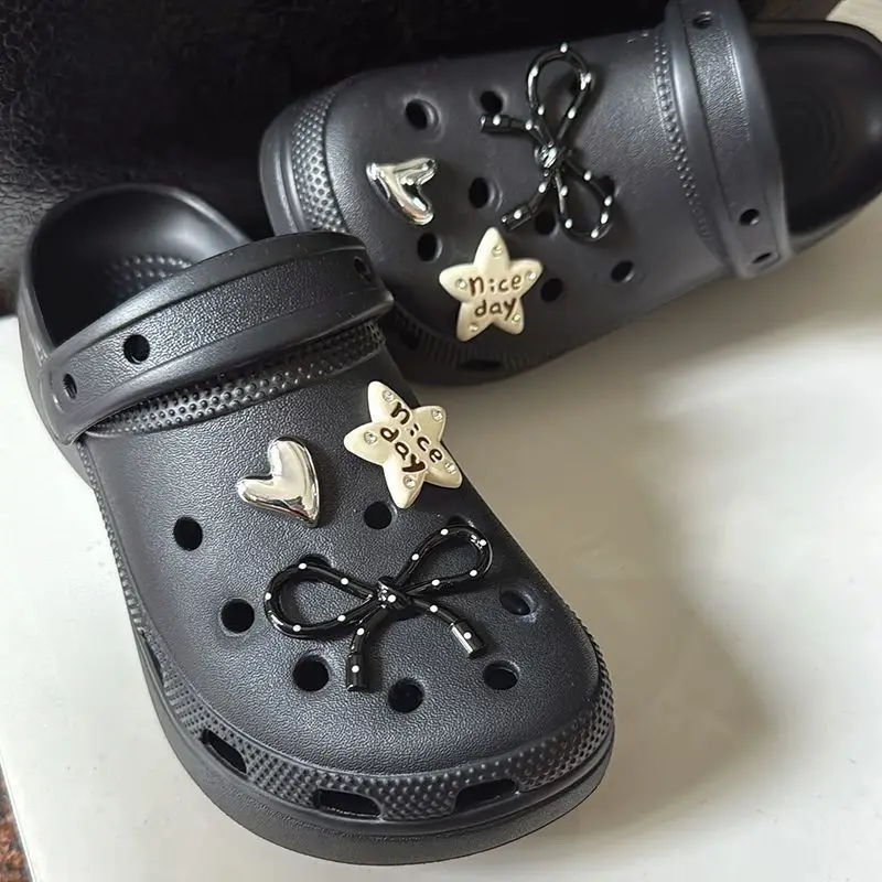 Versatile Bow Resin Shoe Buckles Polka Dot Design DIY Clog Shoe Charms & Decorative Ornament Clips