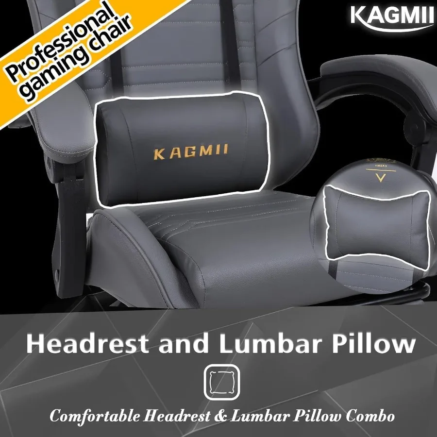 كرسي ألعاب مع مسند للقدمين، تدليك، دعم قطني، كرسي ألعاب مريح للكمبيوتر، كراسي ألعاب فيديو مكتبية مع ارتفاع قابل للتعديل #6