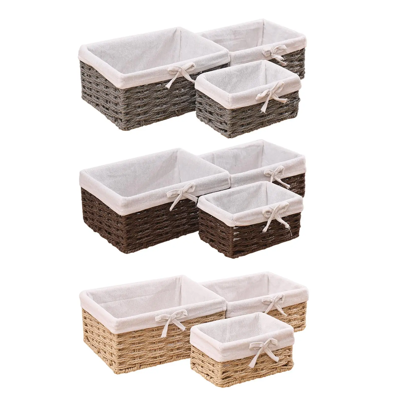 Woven Appliance Storage Box with Liners Holder, Gift Cosmetic Box, Home Sundries