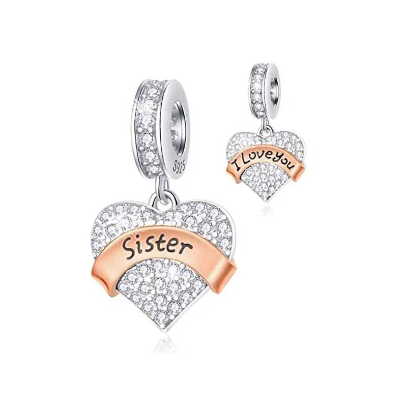 2024 New I Love Your Mother, sisters, Father, Family Charm Pendant, Fitted Original 925 Sterling Silver Bracelet DIY Accessories image 3