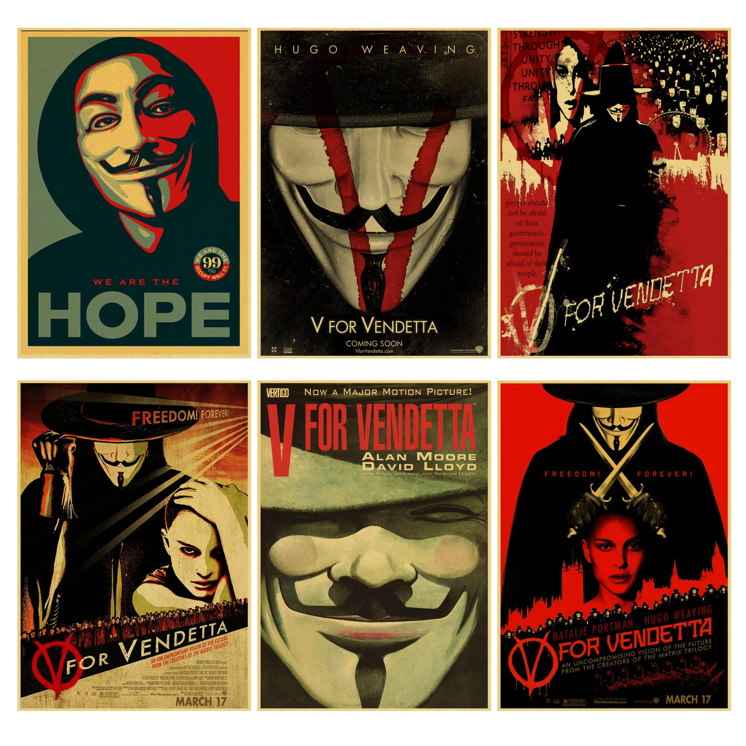 

V for Vendetta Classic Movie Retro Print Art Canvas Poster For Living Room Decor Home Wall Picture
