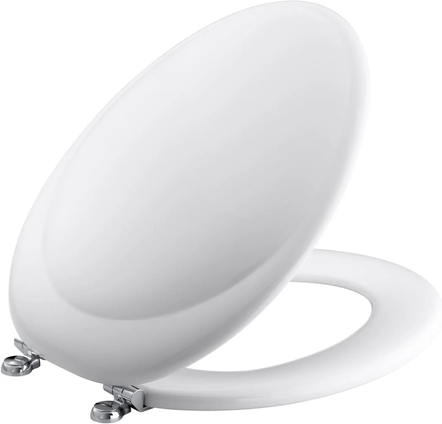 

Elongated Toilet Seat with Polished Chrome Hinges, Molded Wood, Designed for Revival Collection Toilets