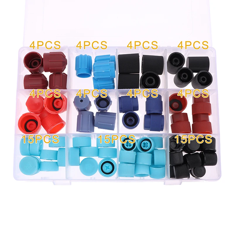 77Pcs/box Universal Car Auto A/C R134a R12 High Low Side AC System Valve Core Dust Caps Set Air Seal Replacement Parts