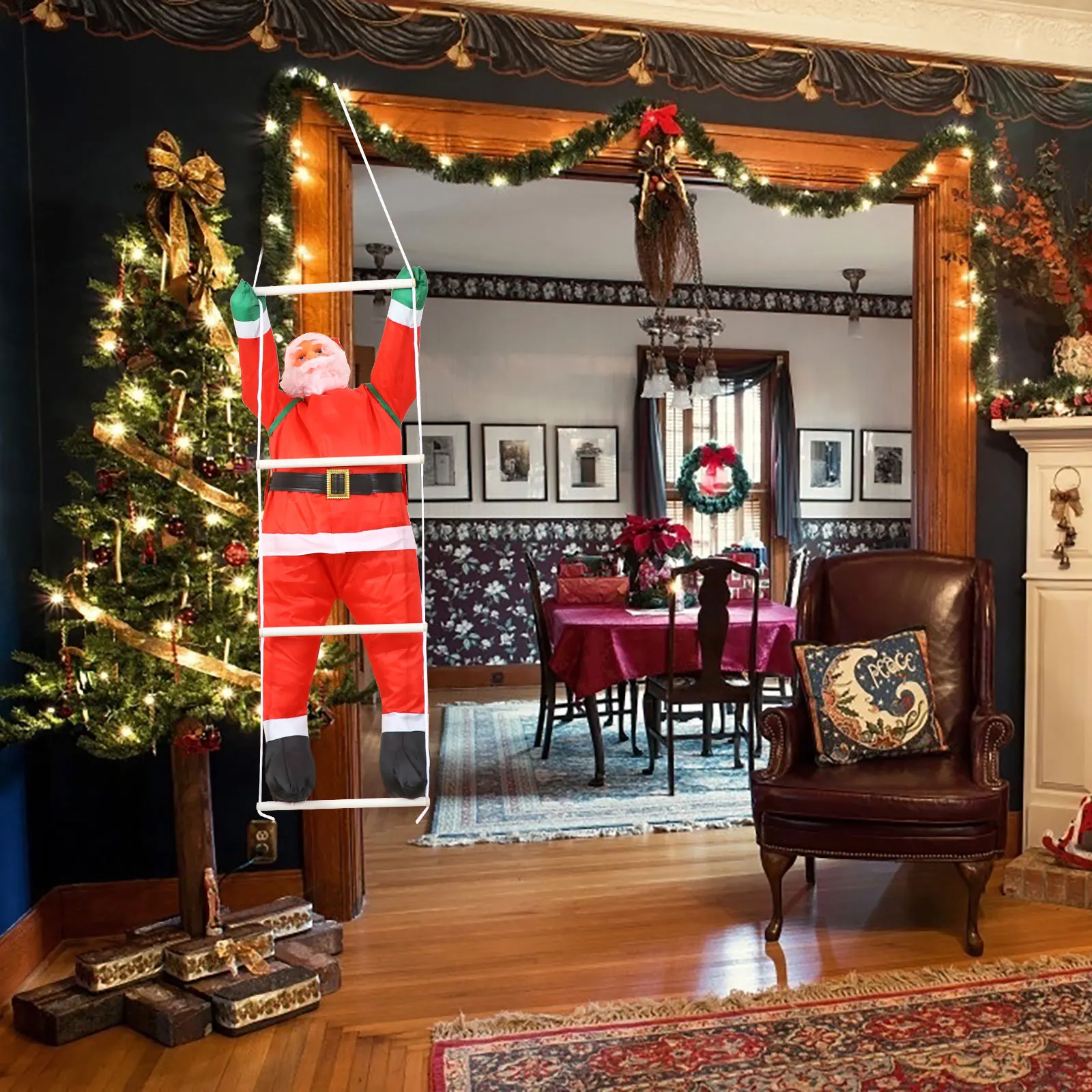 

Decoration Xmas Hanging Santa Claus Ladder Pendant Adornment Christmas Climbing