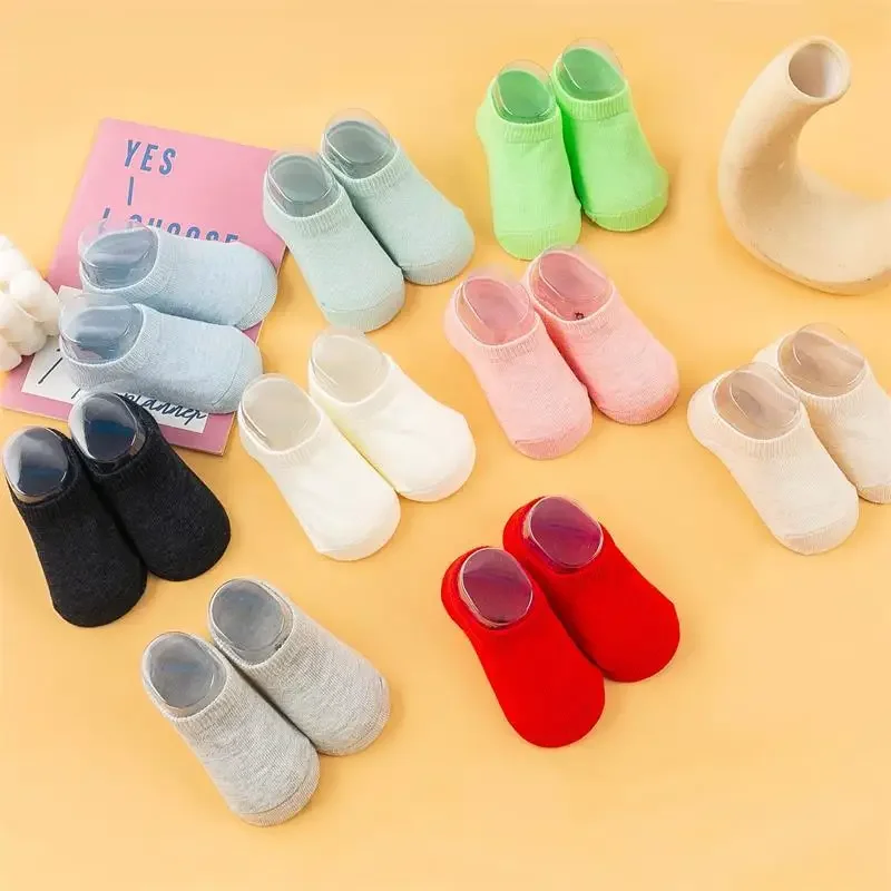 New Spring Summer Baby Solid Color Socks Soft Cotton Rubber Anti-slip Floor Socks Newborn Infant Toddler Socks 0-3years Old