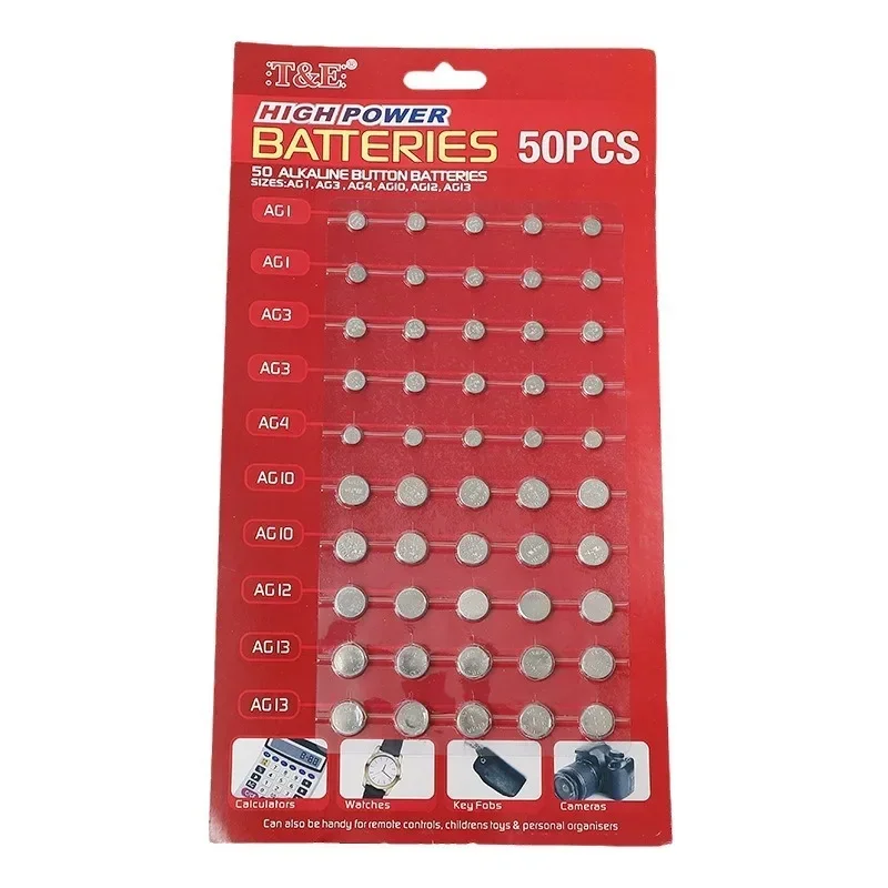 50 szt. Baterii guzikowych 1.5V AG13 LR44 L AG1 AG3 AG4 AG10 AG12 SR44 A76 LR1154 GP7 do zegarków, zabawek, pilotów — zdjęcie produktu 6