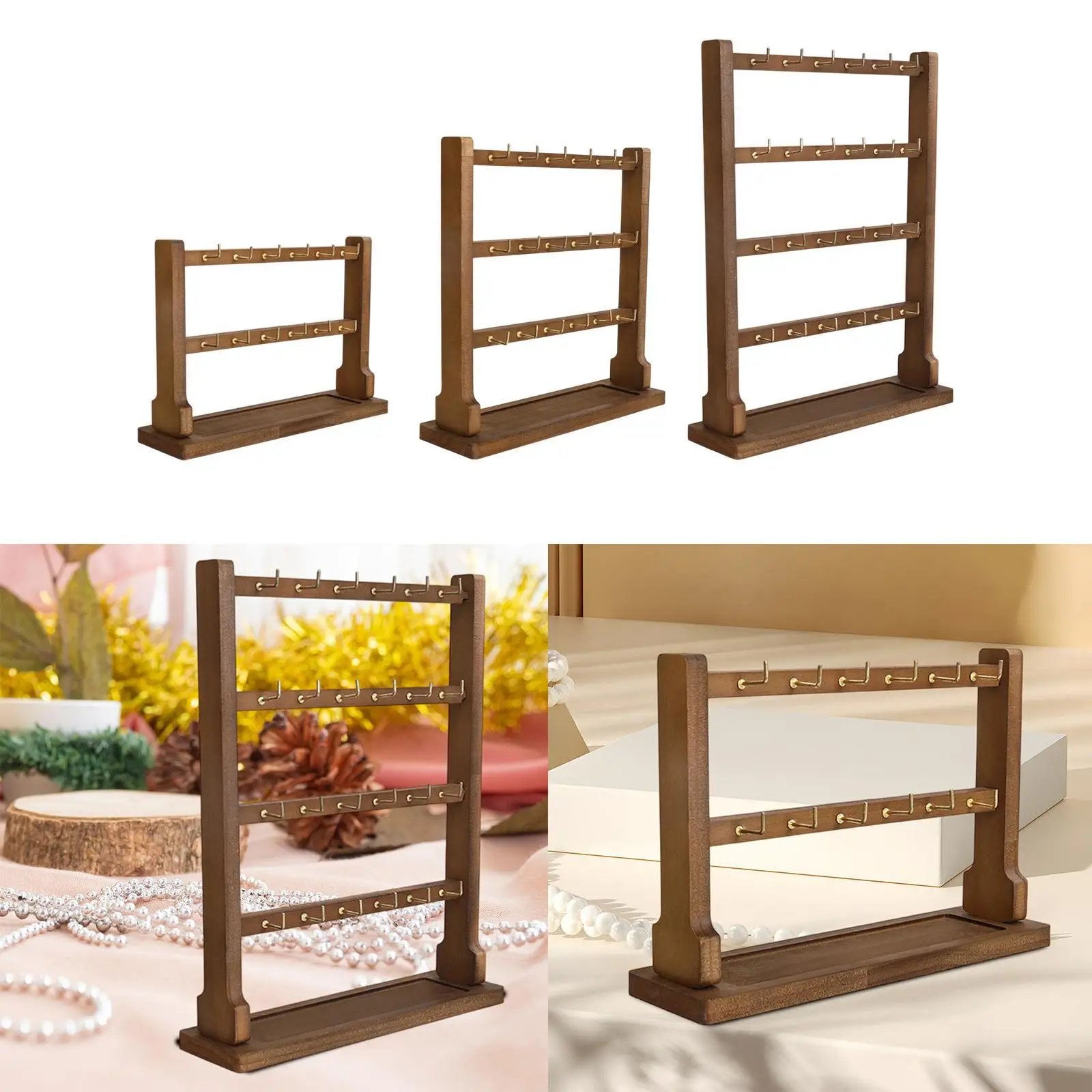 Earring Display Stand Multipurpose Ear Studs Holder for Rings Earrings Shows Wooden Jewelry Bracelets Necklaces Display Holder