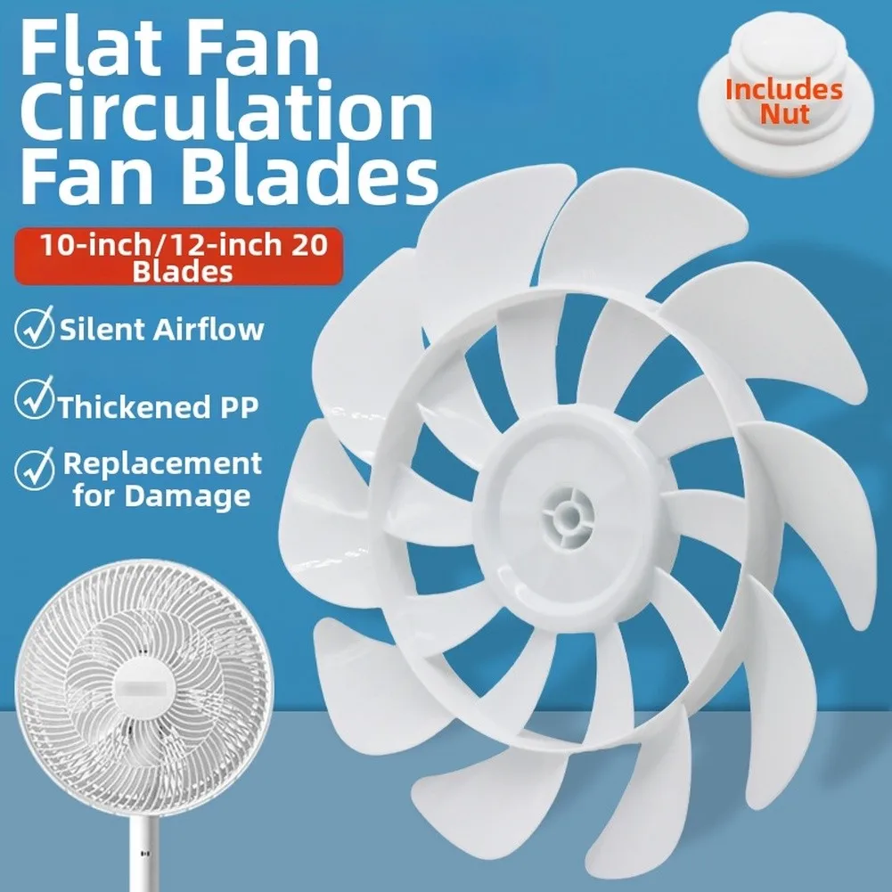 Replacement Fan Impellers 10/12/20 Inch For Floor Fans, Thickened PP Silent Operation, Easy Install Accessories