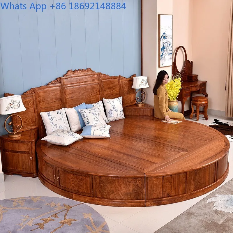 Redwood Furniture Rosewood Large Bed Chinese Style Antique Imitation Rosewood Solid Wood 1.8m Double Bed