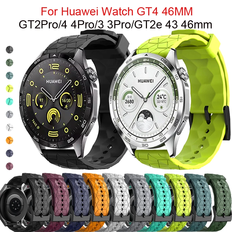 Huawei için 20MM 22MM silikon bant izle GT4 46MM GT2e futbol desen kayış Huawei izle 4 3 2Pro Huawei 3 42 46MM GS Pro GTR
