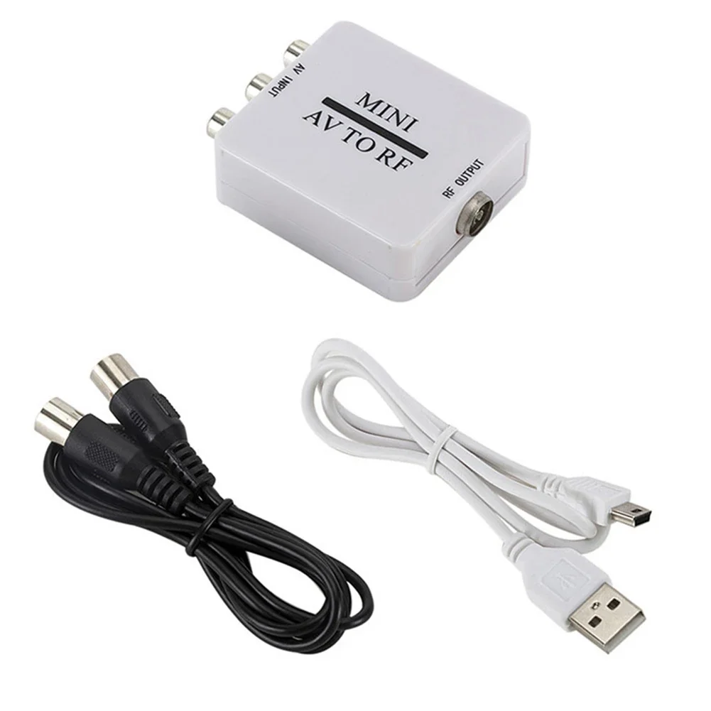 

AV to RF Signal Modulator Converter Adapter with Composite Input and RF Output Portable and Play for TV Devices
