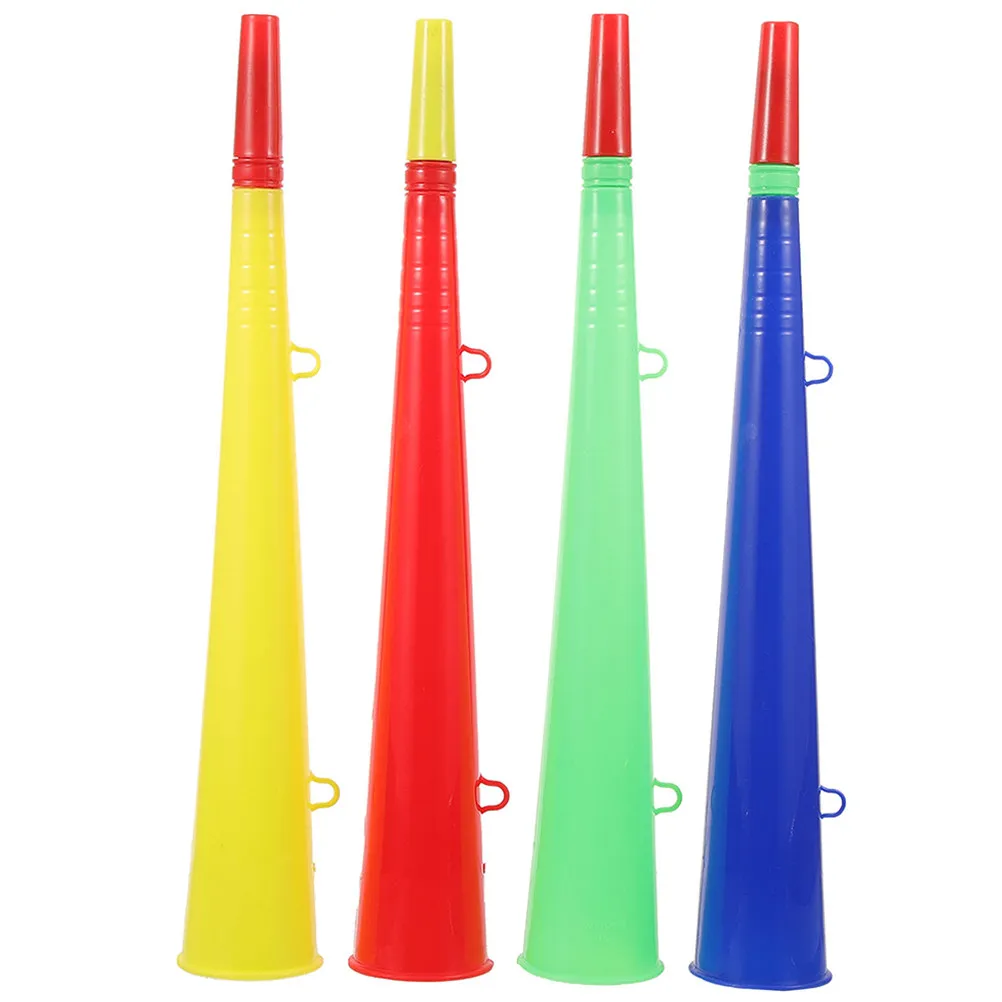 4Pcs Plastic Party Horns for Sports Fans, Soccer Cheer, Concerts, Festivals, Weddings & Birthdays