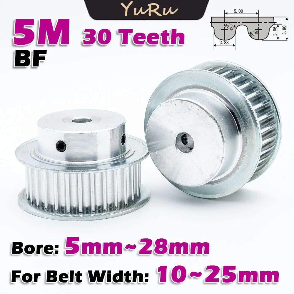 BF HTD 5M 30 Teeth Timing Belt Pulley Bore 5~28mm HTD5M 30T Width 11~27mm Keyway 3~8mm 30Teeth Driving Wheel CNC Transmission