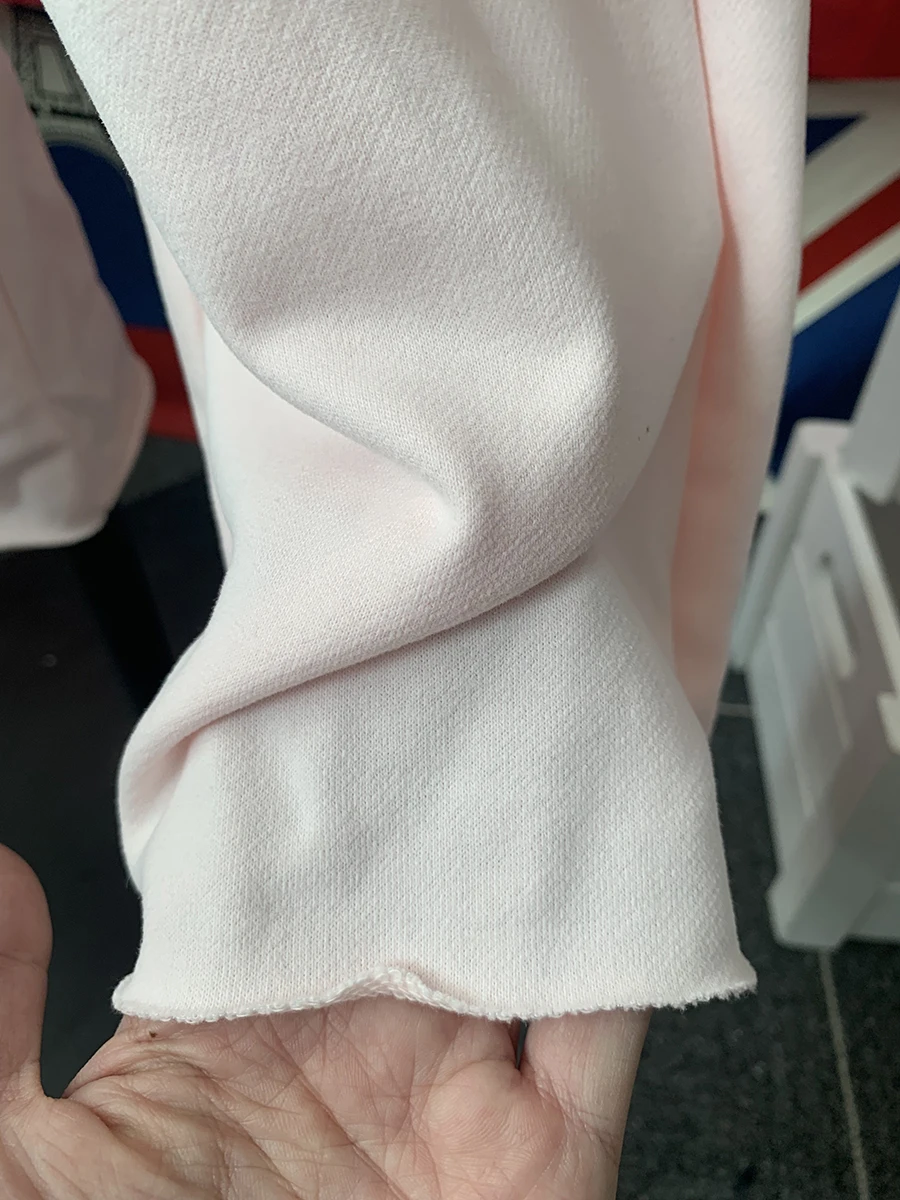 Neue hellrosa Jogginghose mit Kordelzug für Damen, Frühling, roher Saum, niedrige Taille, gerade lange Hose, lässige All-Match-Sporthose aus Baumwolle – Detail 10
